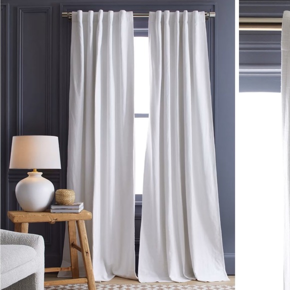NWOT QUINCE 48x96 Cotton Slub Room Darkening Curtain White 4329 - Picture 1 of 10